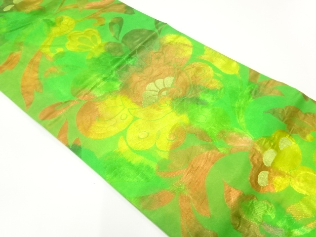 JAPANESE NAGOYA OBI / WOVEN FLOWER ARABESQUE
